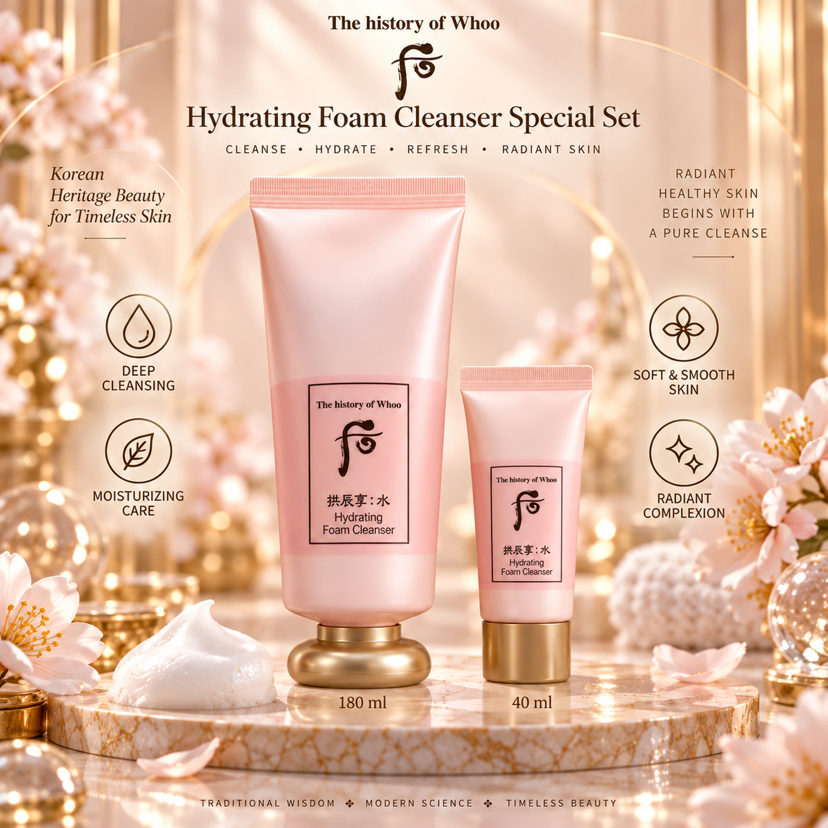 The History of Whoo Gongjinhyang:Soo Hydrating Foam Cleanser Special Set