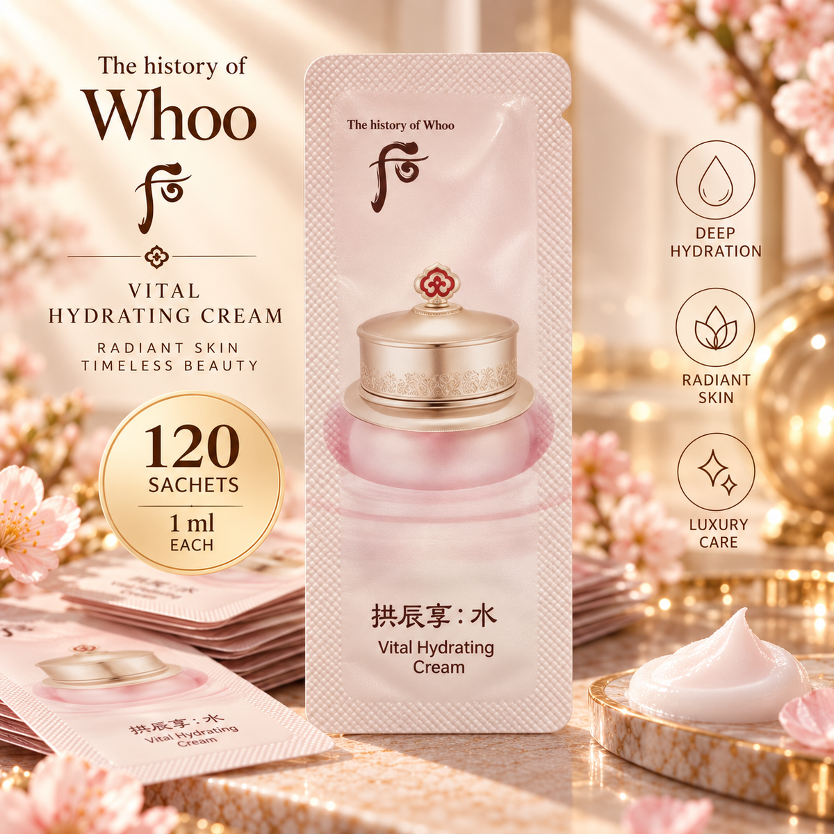 The Whoo Gongjinhyang Soo Vital Hydrating Cream 1 ml * 120 pcs