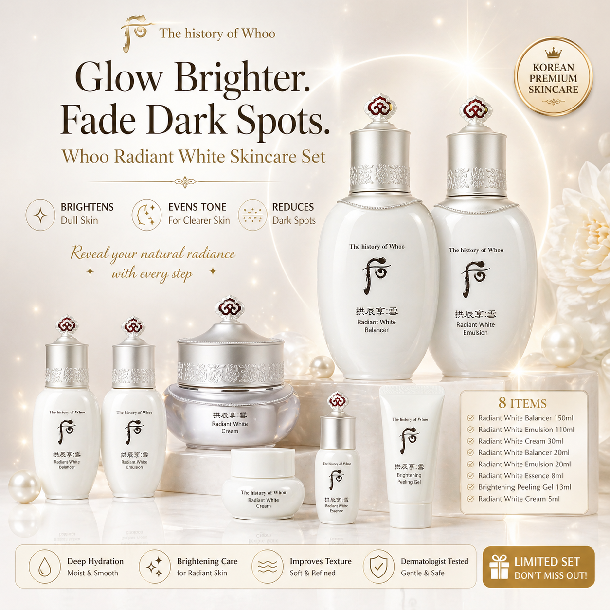Whoo Radiant Whitening Special Set 8 pcs