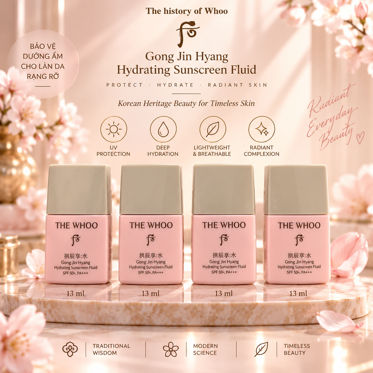 Whoo Gongjinhyang Soo Hydrating Sunscreen Fluid 4 x13ml