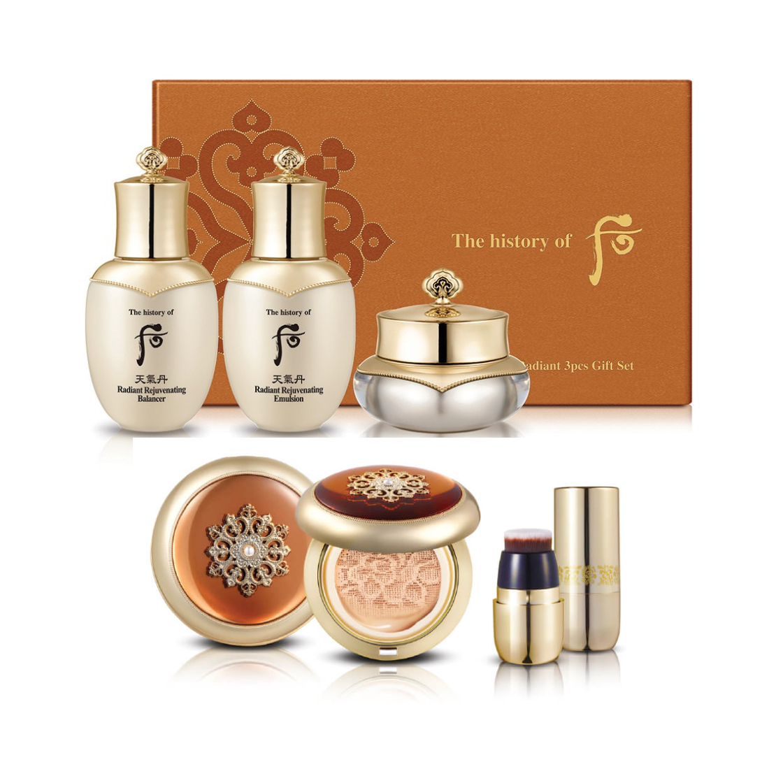Whoo Luxury Cheongidan Anti- Aging cushion SET + 1 Refill + Mini Cheongidan Radiant Set