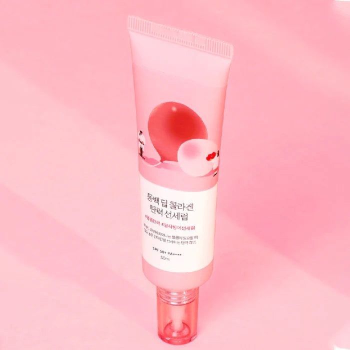 Sérum solaire raffermissant au collagène profond Camellia de Round Lab SPF 50+ PA++++ 50 ml