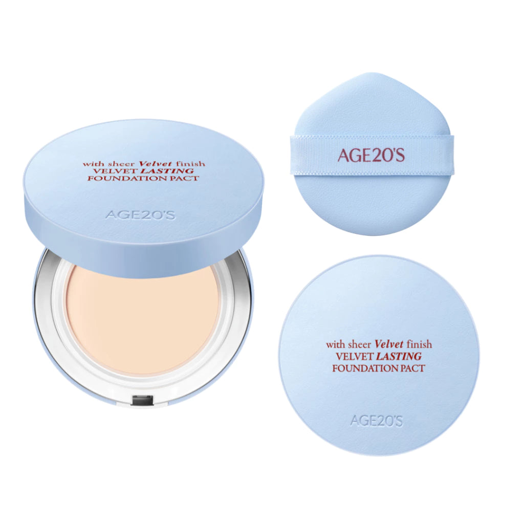 AGE20'S NEW Velvet Lasting Foundation Pact Set (14g + Refill 14g)