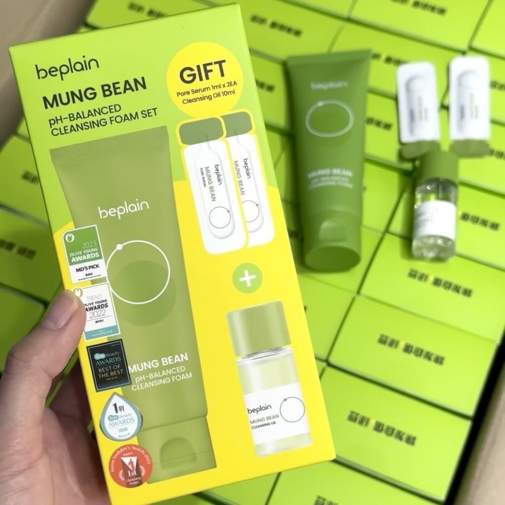 Beplain Mung Bean Cleansing Foam 80 ml + Cleansing Oil 10 ml + 2 Pore Serum * 1ml