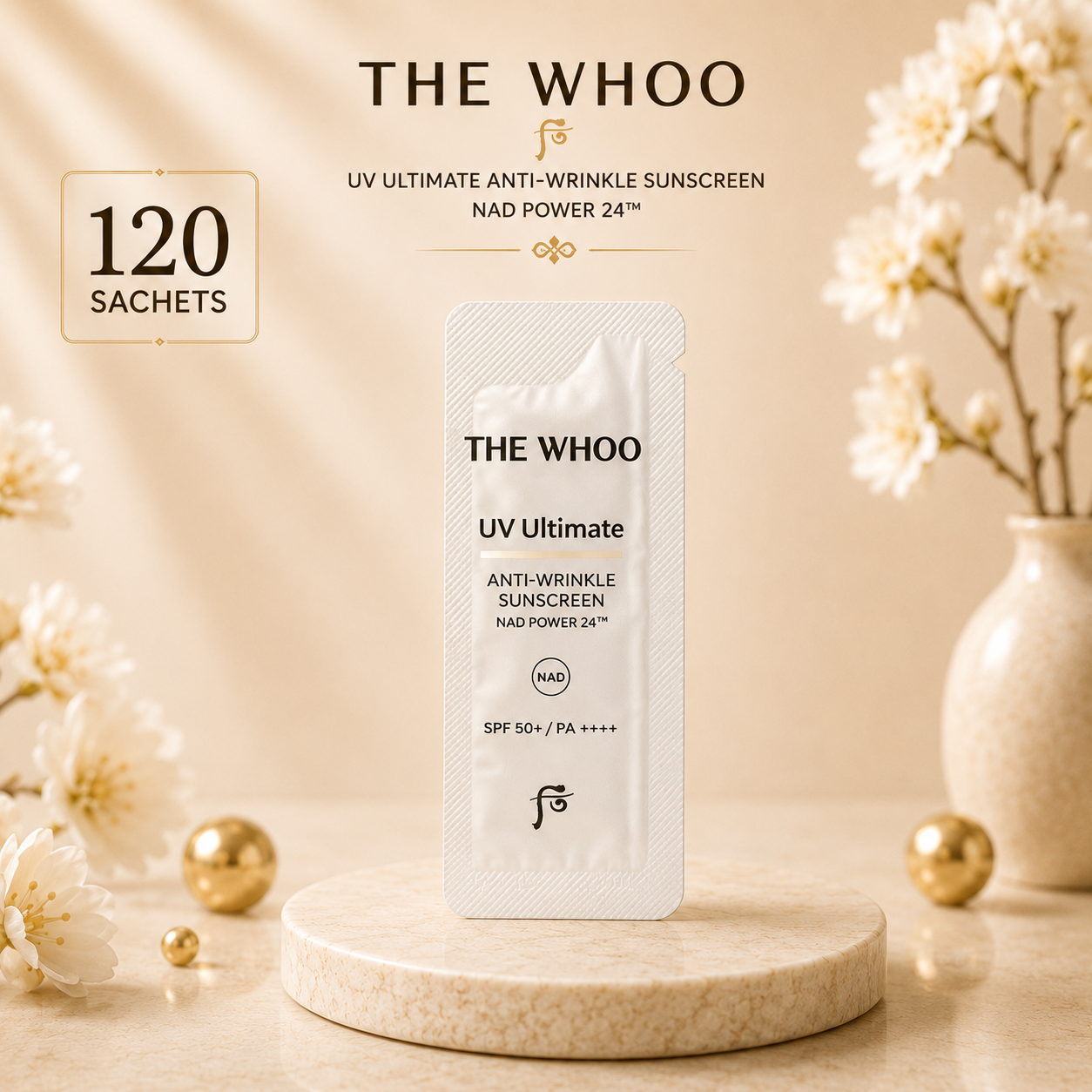 Whoo Anti Wrinkle Uv Ultimate Sun Cream SPF50 120pcs* 1 ml