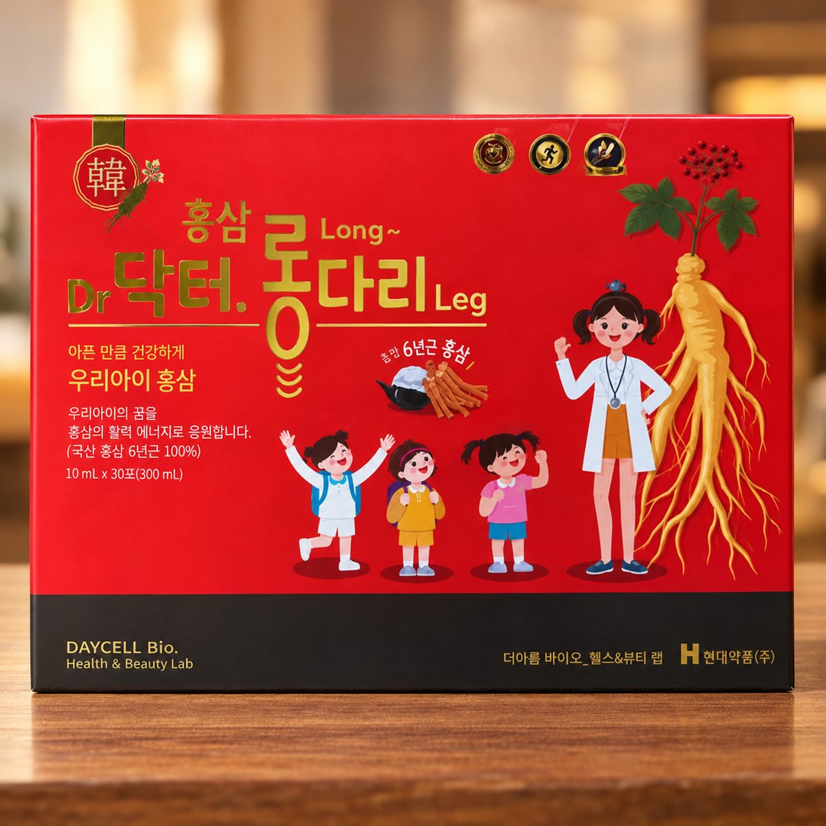 DAYCELL Leg 6-Year Korean Red Ginseng Drink for Kids – 10 mL × 30 Pouches