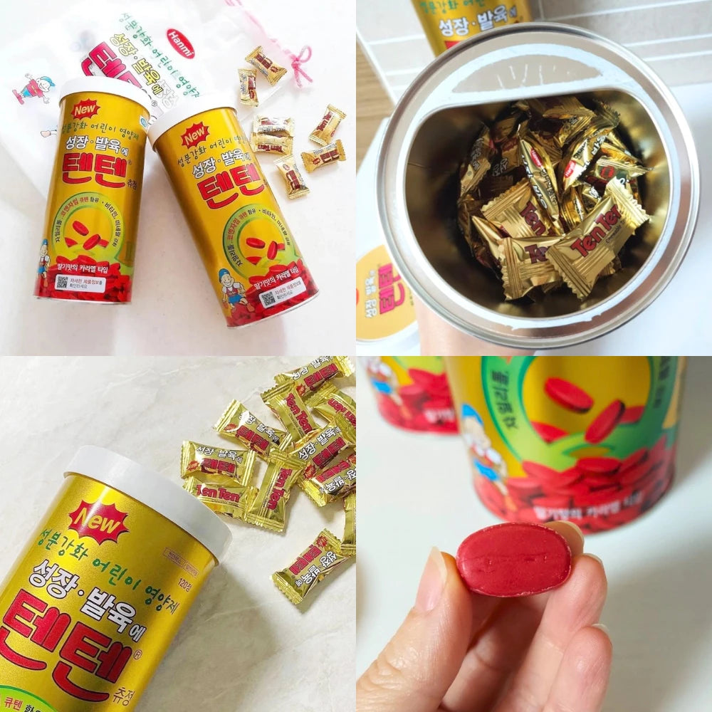 Hanmi Tenten Strawberry Chewable Candy 120pcs  Fruity Korean Snack Treat- Kẹo Ten Ten tăng chiều cao cho bé
