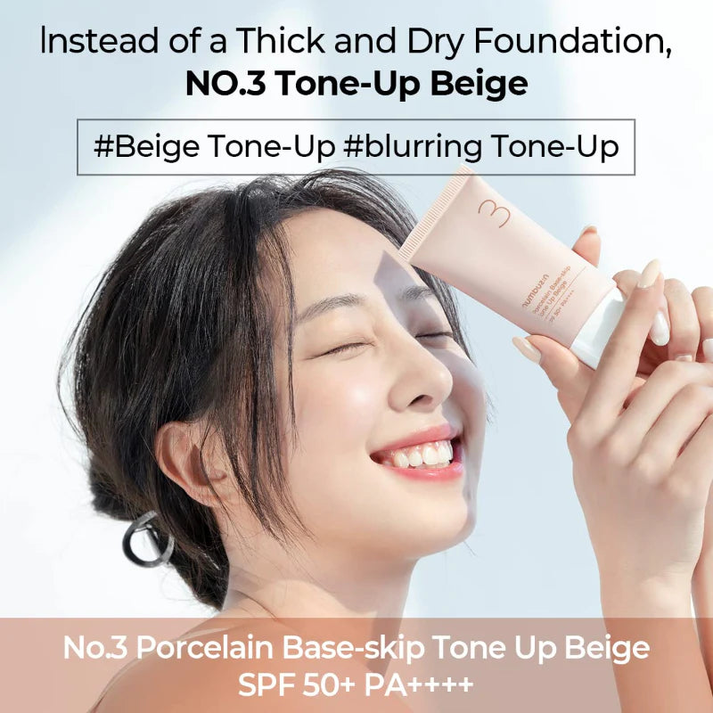 Numbuzin No.3 Porcelain Base Skip Tone-up Beige