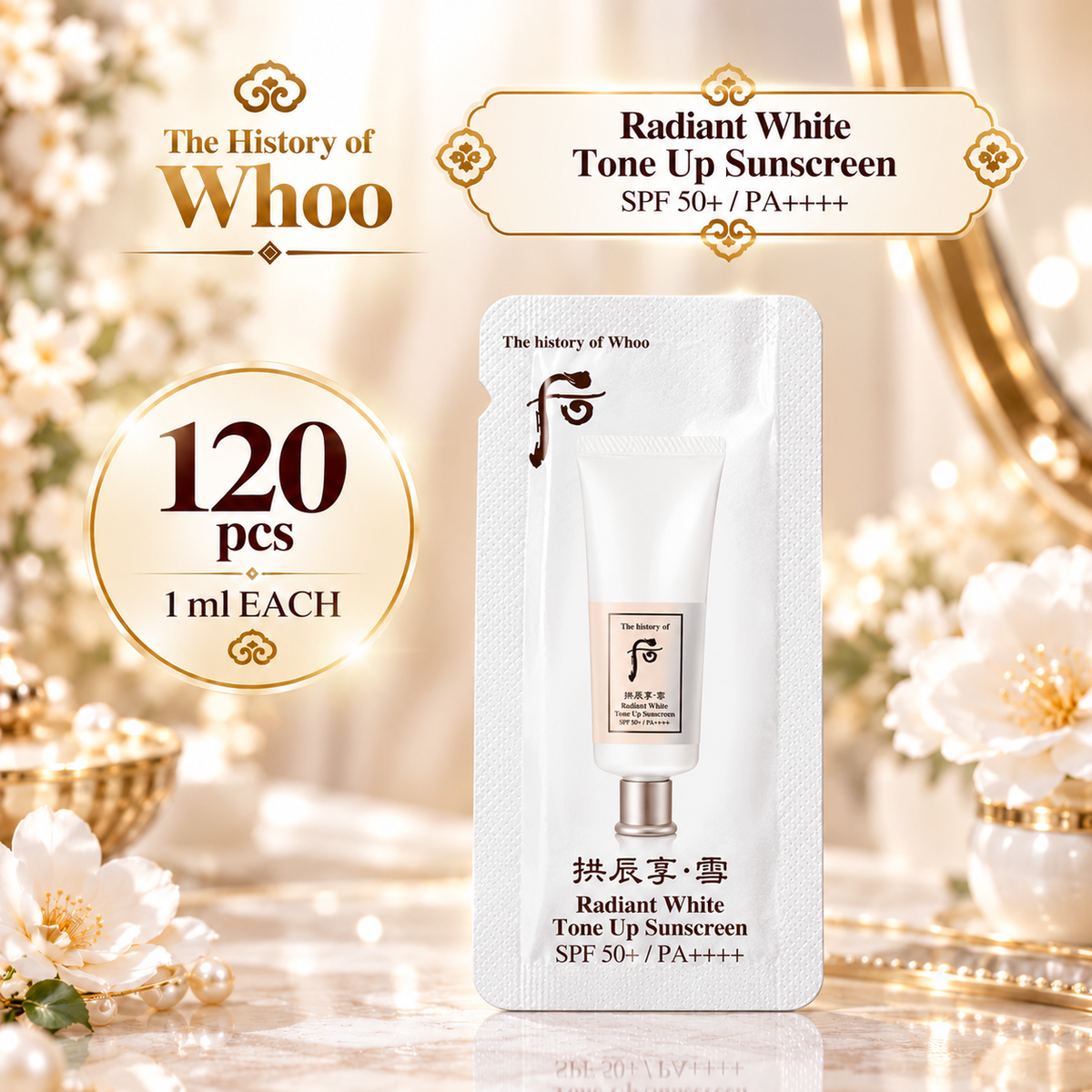 Whoo Radiant White Tone Up Sunscreen 1ml - 120 pcs