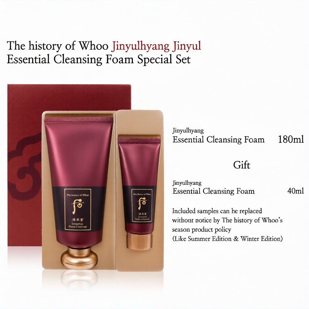 The History of Whoo Jinyulhyang Essential Foam Cleanser Set 180ml + 40ml, Cranberry