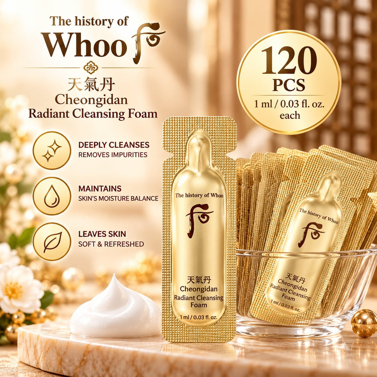 The History of Whoo Cheongidan Radiant Cleansing Foam 120pcs x1ml