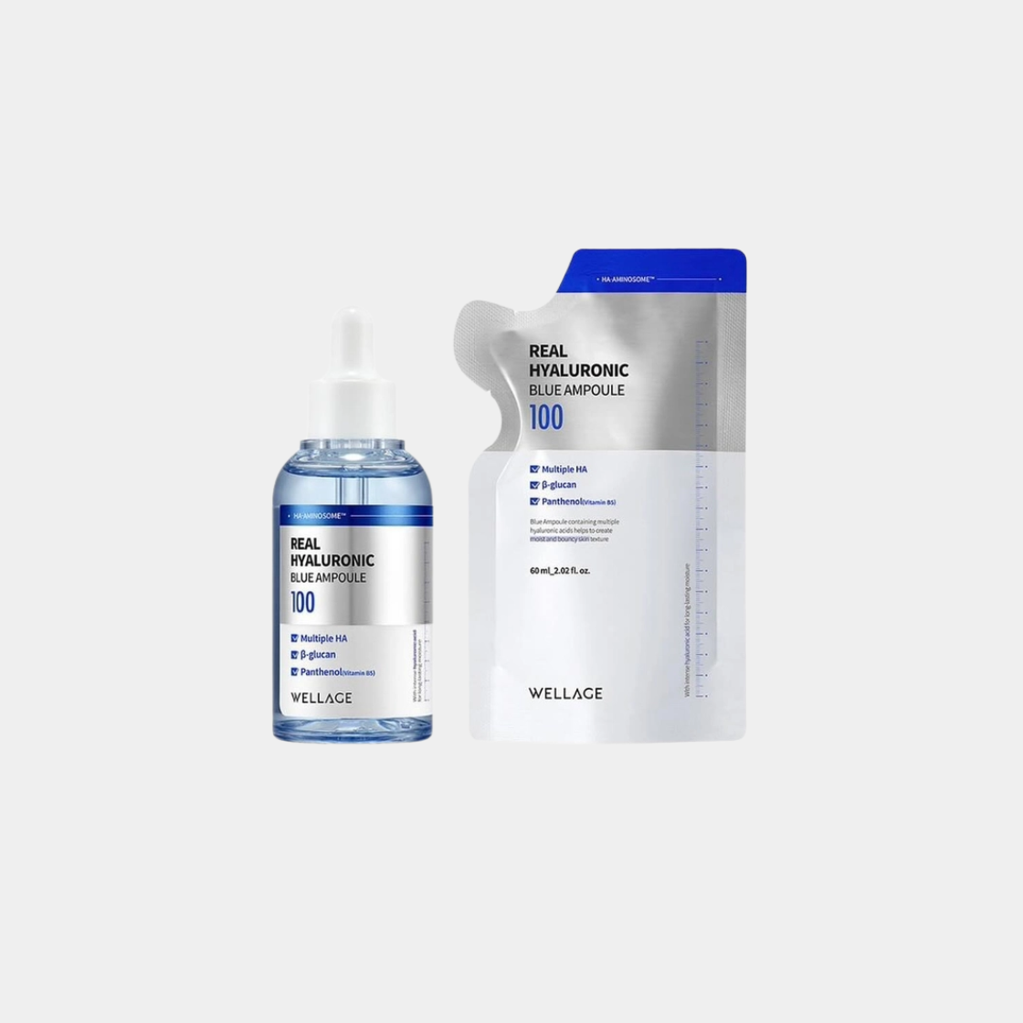 Bộ sản phẩm đặc biệt WELLAGE Real Hyaluronic Blue 100 Ampoule 120ml (60+60 lần thay thế) 