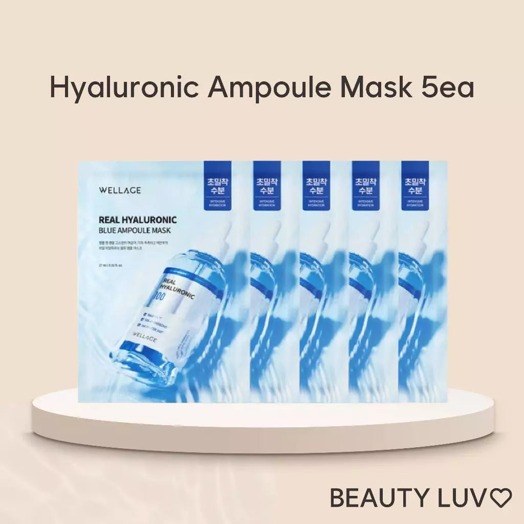 WELLAGE Real Hyaluronic Blue Ampoule Mask 5 sheets
