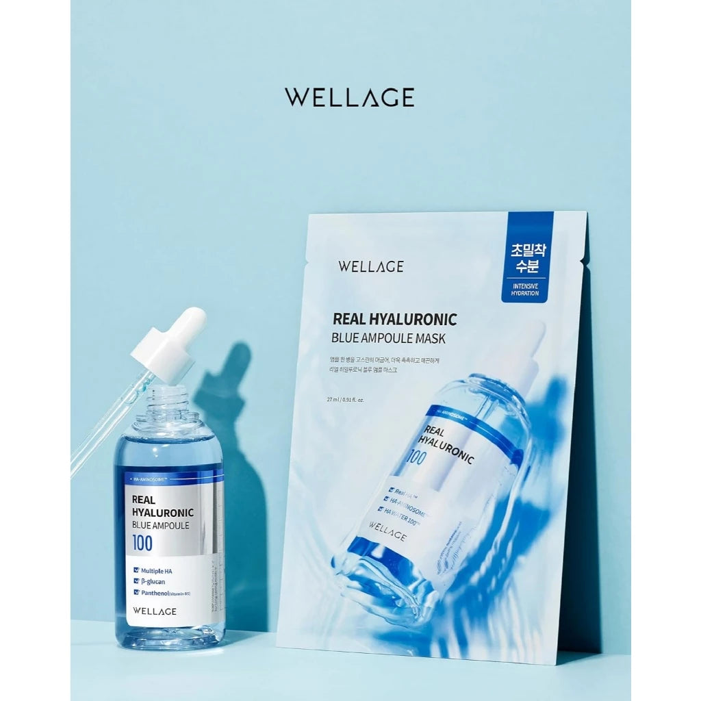 WELLAGE Real Hyaluronic Blue Ampoule Mask 5 sheets